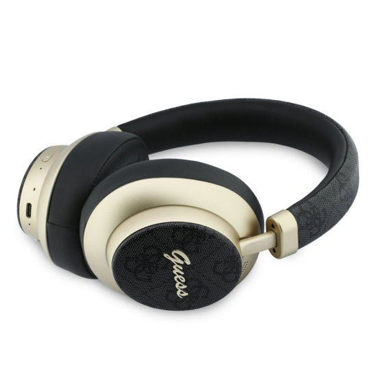 Bluetooth слушалки Guess ENC 4G PU Gold Script Metal - Черни