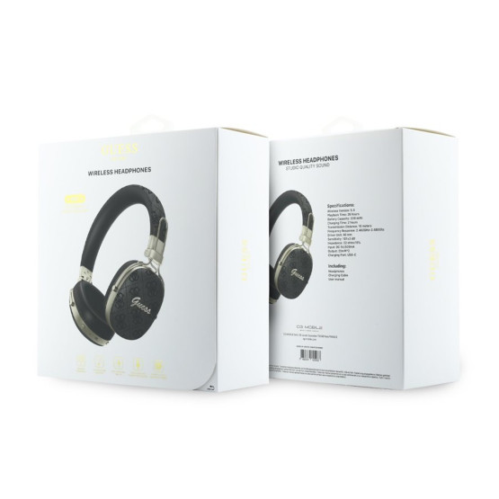Bluetooth слушалки Guess ENC Metal 4G Script Logo - Черни