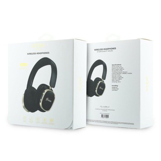 Bluetooth слушалки Guess ENC Rectangle Metal Script - Черни