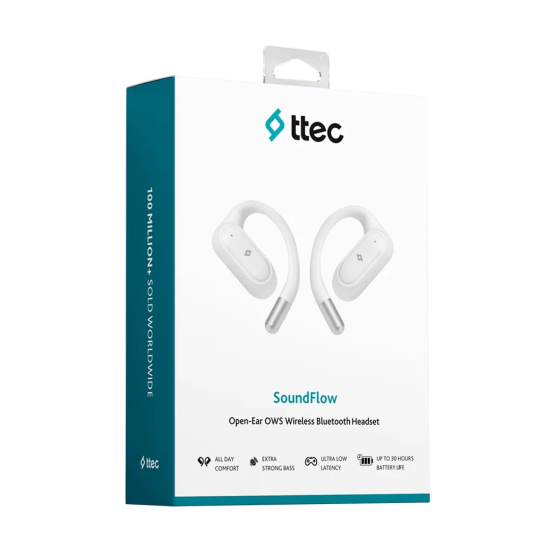 Bluetooth слушалки ttec SoundFlow Open-Ear OWS - Бели