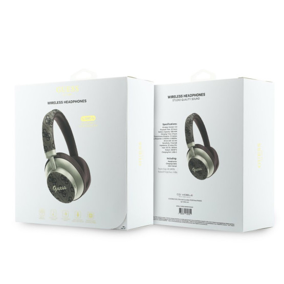 Bluetooth слушалки Guess ENC 4G PU Gold Script Metal - Кафяви