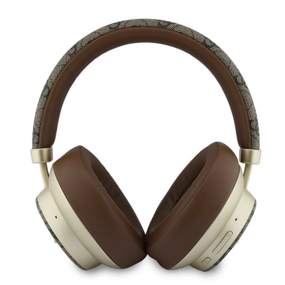 Bluetooth слушалки Guess ENC 4G PU Gold Script Metal - Кафяви