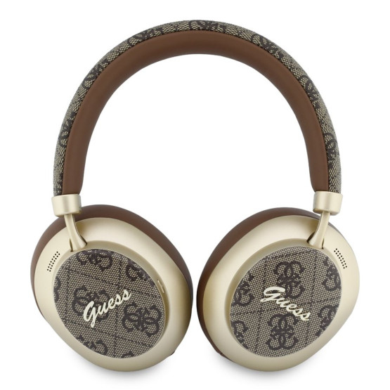 Bluetooth слушалки Guess ENC 4G PU Gold Script Metal - Кафяви