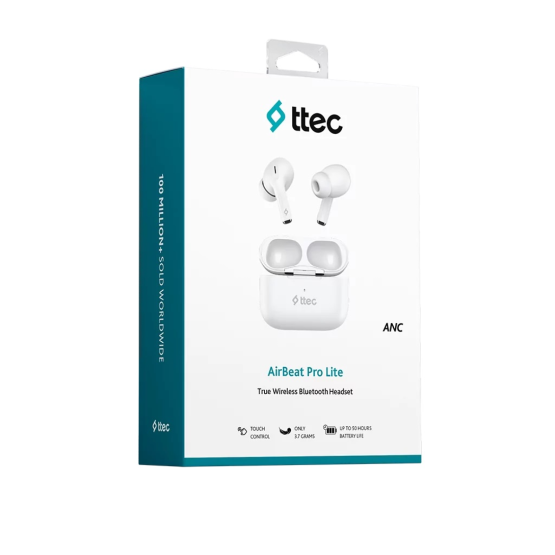 Bluetooth слушалки ttec AirBeat Pro Lite ANC TWS Bluetooth Headset - Бели