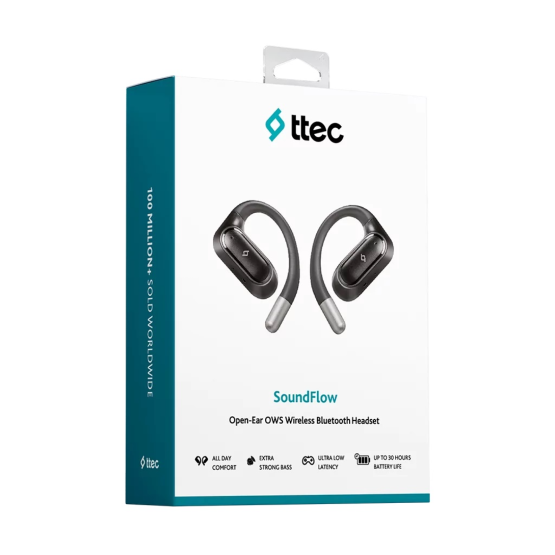 Bluetooth слушалки ttec SoundFlow Open-Ear OWS - Черни
