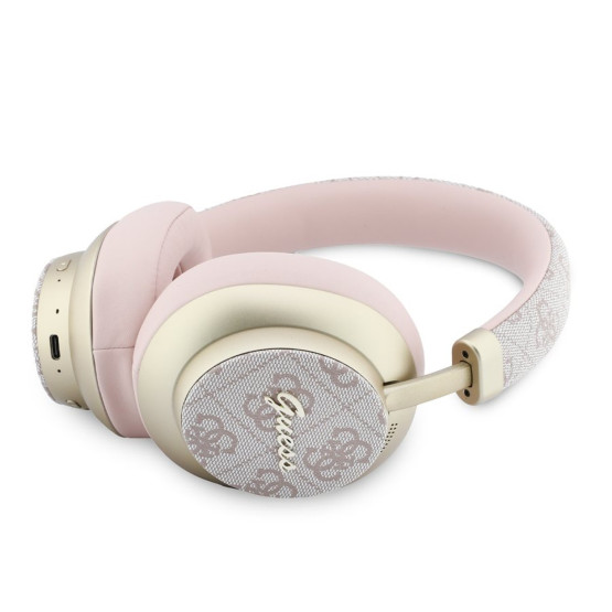 Bluetooth слушалки Guess ENC 4G PU Gold Script Metal - Розови