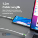 Data cable ProMate TRANSLINE-CC 20V/3A, 60W PD, Type-C to Type-C, LED Lights, 120cm - Бял