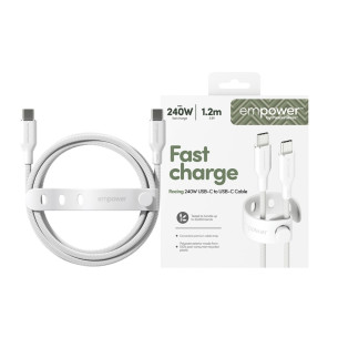 Data кабел empower by PanzerGlass Racing USB-C to USB-C Cable 240W USB 2.0, 1,2m - Silver White