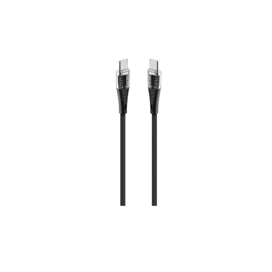 Data кабел ttec ExtremeCable Extra Durable Transparent USB-C –USB-C 60W PD/QC Fast Charging/Data Cable, 120cm - Черен
