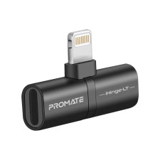 Преходник ProMate, 2-in-1 Audio and Charging Adaptor with Lightning Connector • 2.4A Pass Through Charging • 48KHz Audio Output , черен