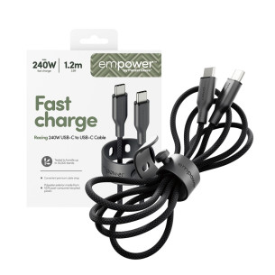 Data кабел empower by PanzerGlass Racing USB-C to USB-C Cable 240W USB 2.0, 1,2m - Space Black