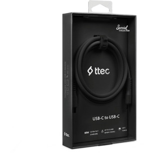 Data кабел ttec USB-C - USB-C 60W PD/QC Fast Charging/Data Cable - 120cm - Черен