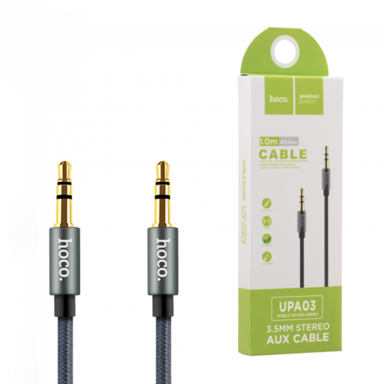 Аудио кабел Hoco UPA03 Noble sound series AUX audio cable 3.5 - Сив