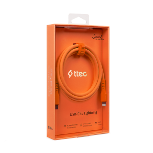 Data кабел ttec USB-C - Lightning Charge/Data Cable 120cm - Neon Orange