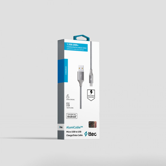 Кабел AlumiCable Micro USB Charge/Data Cable - Сив, 113110