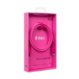 Data кабел ttec USB-C - Lightning Charge/Data Cable 120cm - Neon Pink