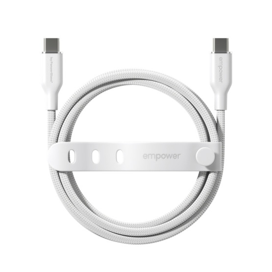 Data кабел empower by PanzerGlass Racing USB-C to USB-C Cable 60W USB 2.0, 1,2m - Silver White
