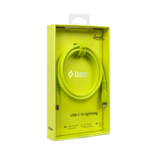 Data кабел ttec USB-C - Lightning Charge/Data Cable 120cm - Neon Yellow