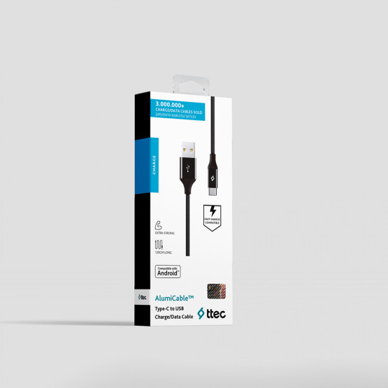 Кабел AlumiCable Type C 2.0 Charge/Data Cable - Черен, 116906