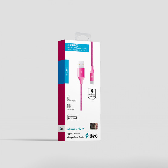 Кабел AlumiCable Type C 2.0 Charge/Data Cable - Розов, 117564