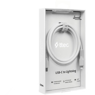 Data кабел ttec USB-C - Lightning Charge/Data Cable 120cm - Бял