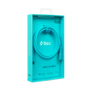 Data кабел ttec USB-C - USB-C 60W PD/QC Fast Charging/Data Cable - 120cm - Neon Blue