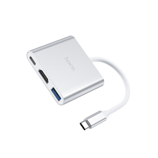 Хъб Hoco HB14 Easy use Type-C ( Type-C to USB3.0+HDMI+PD) - Сребрист