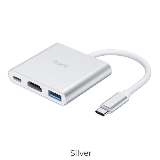 Хъб Hoco HB14 Easy use Type-C ( Type-C to USB3.0+HDMI+PD) - Сребрист