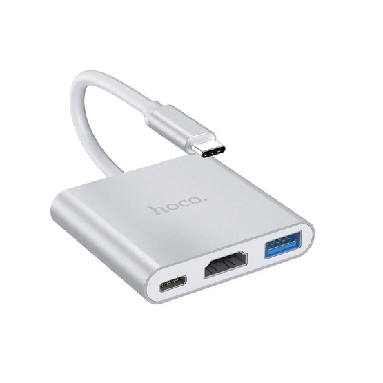 Хъб Hoco HB14 Easy use Type-C ( Type-C to USB3.0+HDMI+PD) - Сребрист