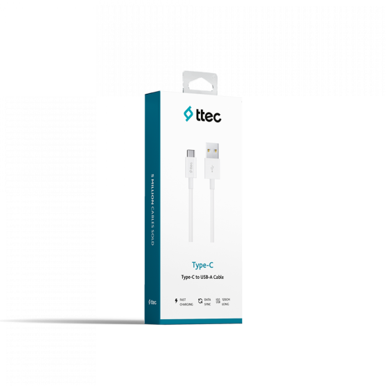 Кабел ttec Type C Charge 2.0 / Data Cable , Бял