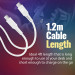 Data cable ProMate POWERLINK-CC120, 20V, 3A, 60W PD, Type-C to Type-C, 120cm - Бял