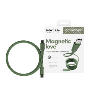 Data кабел empower by PanzerGlass Magnetic Snake USB-C to USB-C Cable 240W   USB 2.0, 1,5m - Зелен