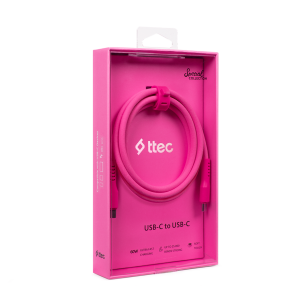 Data кабел ttec USB-C - USB-C 60W PD/QC Fast Charging/Data Cable - 120cm - Neon Pink