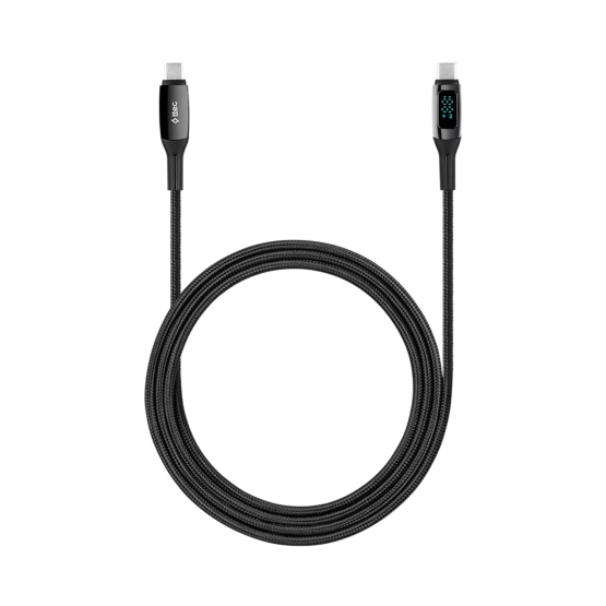 Data кабел ttec AlumiCable LCD USB-C – USB-C 100W PD/QC Fast Charging/Data Cable, 150cm - Черен