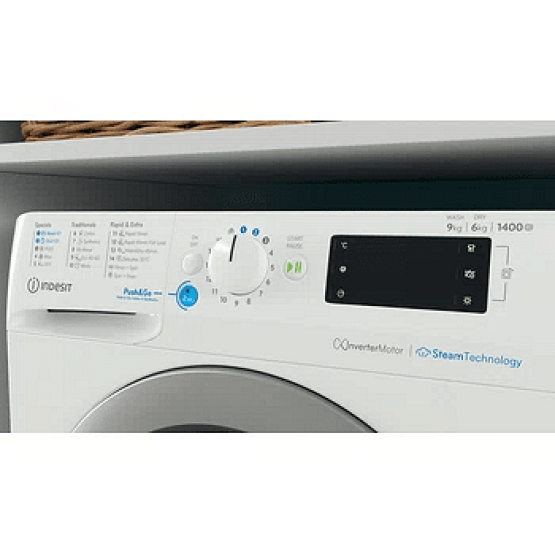 Пералня със сушилня Indesit BDE 96436 EWSV EE , 1400 об./мин., 9.00 kg, 6 kg, D , Бял