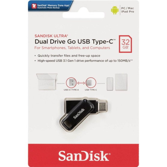 Флашка SanDisk, SDDDC3-032G-G46, Plastic Dual Drive, USB Type-C, Hojicha