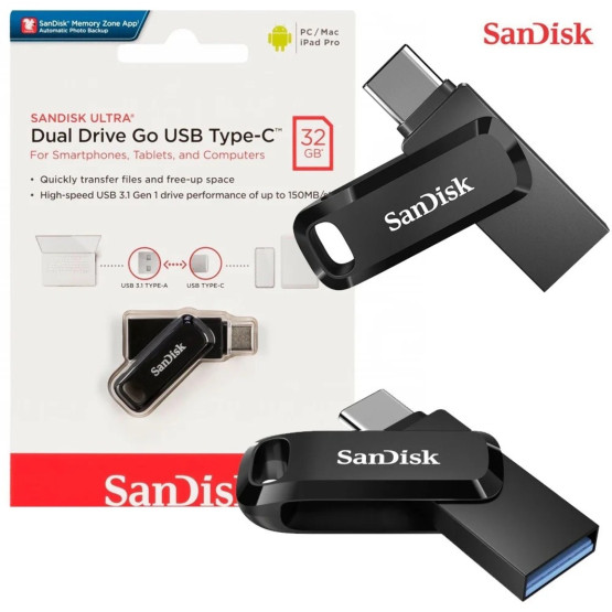 Флашка SanDisk, SDDDC3-032G-G46, Plastic Dual Drive, USB Type-C, Hojicha