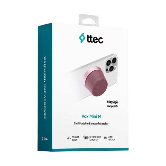 Bluetooth колонка ttec Vox 2in 1 Magsafe Comp. Mini Speaker - Розова