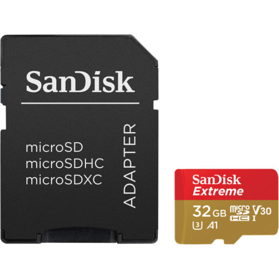 Мемори карта SanDisk Extreme microSDHC 32GB + SD Adapter + RescuePRO Deluxe 100MB/s A1 C10 V30 UHS-I U3