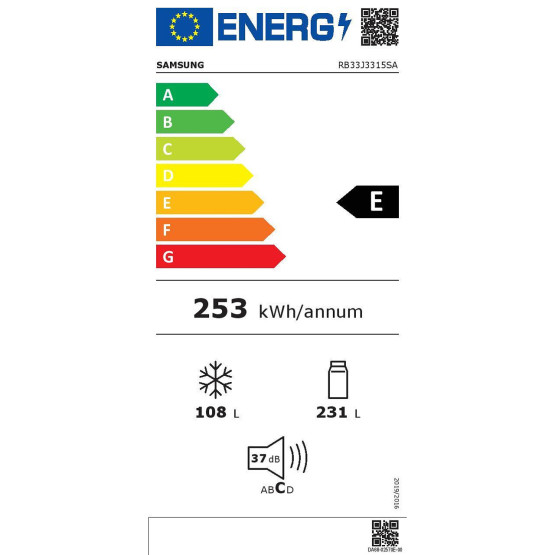 Хладилник с фризер Samsung RB33J3315SA/EF*** , 328 l, A++ , No Frost , Инокс - Samsung