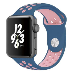 Силиконова каишка за часовник Smart Watch 42/44mm - Синя с розово