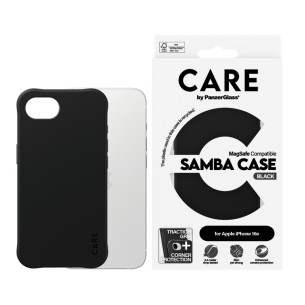 Гръб CARE by PanzerGlass за Apple iPhone 16E, Fashionable, Samba Case, MagSafe, Черен