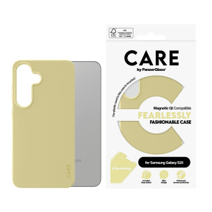 Гръб Care by PanzerGlass за Samsung Galaxy S25, Fashionable Case, Chardonnay, QI Compatible, Жълт