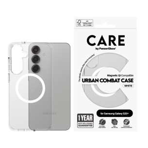 Гръб Care by PanzerGlass за Samsung Galaxy S25 Plus, Flagship Case, Прозрачен, Urban Combat, QI Compatible, Бял