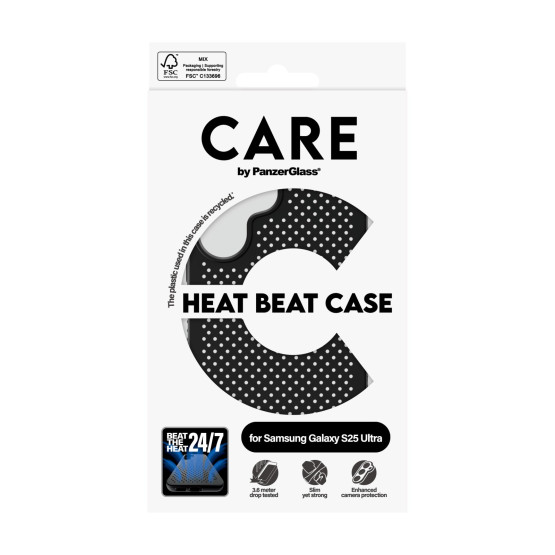 Гръб Care by PanzerGlass за Samsung Galaxy S25 Ultra, Feature Case, Heat Beat, QI Compatible, Черен