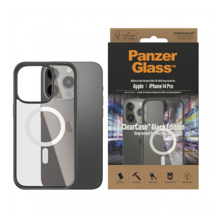 Гръб ClearCase PanzerGlass, MagSafe за Apple Iphone 14 Pro , Antibacterial - Черна рамка