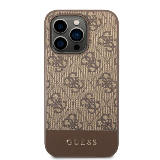 Гръб Guess 4G Stripe Case за iPhone 14 Pro Max - Кафяв