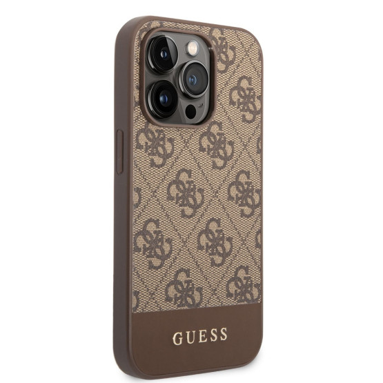 Гръб Guess 4G Stripe Case за iPhone 14 Pro Max - Кафяв