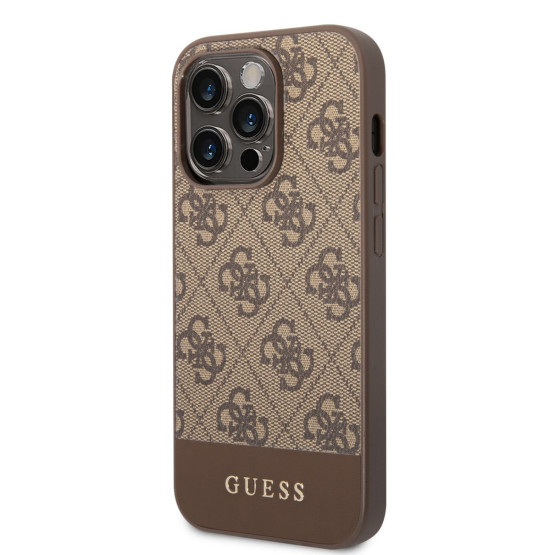 Гръб Guess 4G Stripe Case за iPhone 14 Pro Max - Кафяв