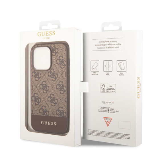 Гръб Guess 4G Stripe Case за iPhone 14 Pro Max - Кафяв